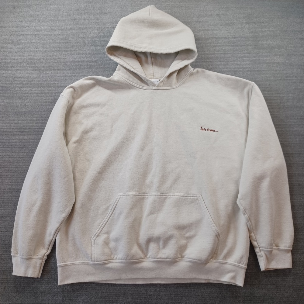 iets frans Hoodie Mens Large Beoge Embroidered Brushed Surface Stretch Casual